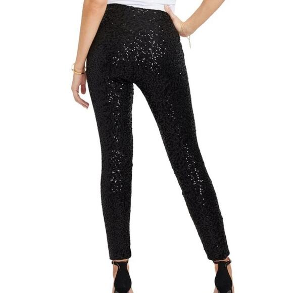 Tipsy Elves Black Sequin Halloween Costume Dance Pocket Leggings Sz M #53 - Picture 1 of 7